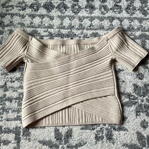 Rib knit off the shoulder top